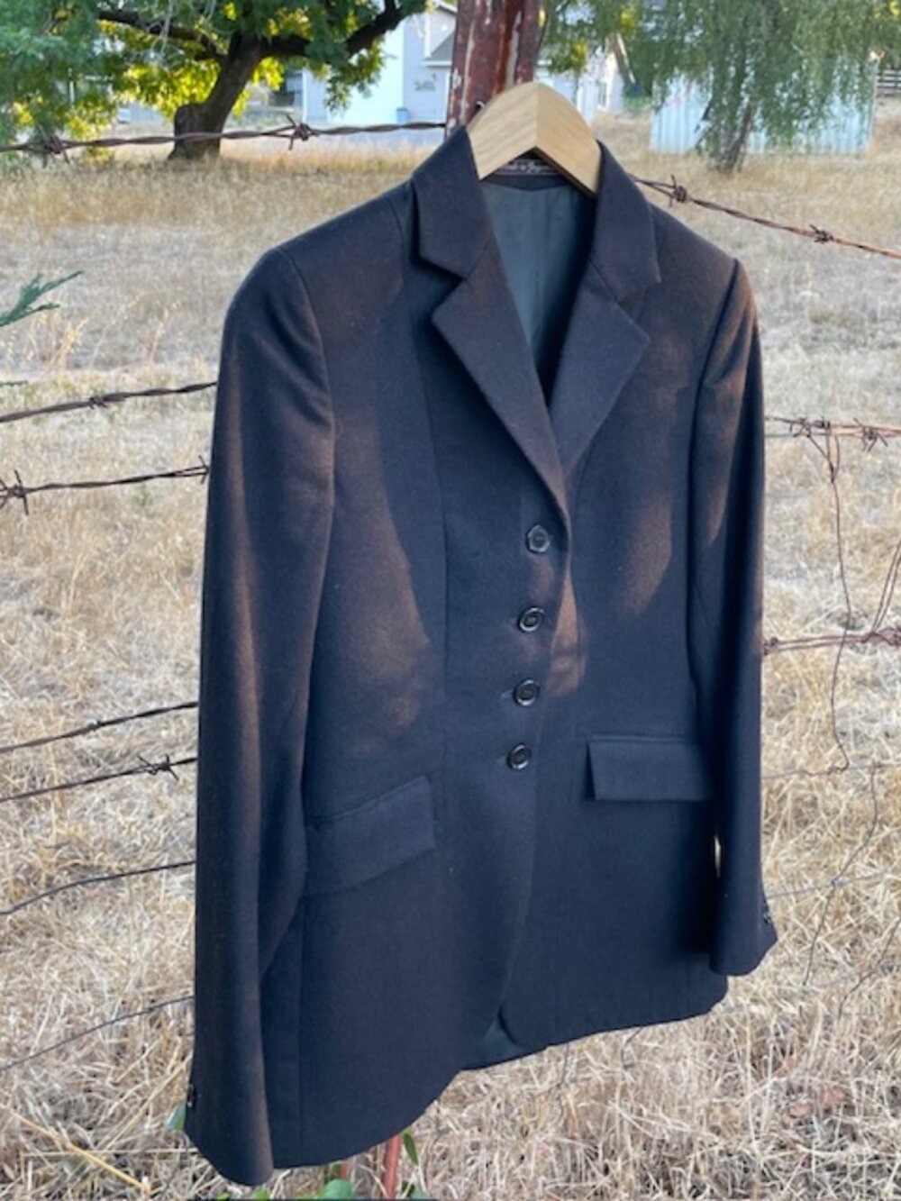 Vintage Black Wool Tailored Riding Coat TRI-UMPH  Ladies size 6-8